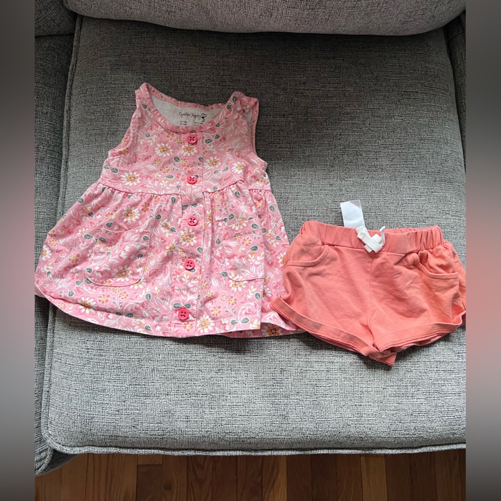 Coral dress and short set, Size: 12 Months